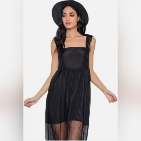 Anthropologie Dresses & Skirts - Anthropologie Maeve Black Lace Overlay Swiss Dot Balletcore Tulle Midi D…